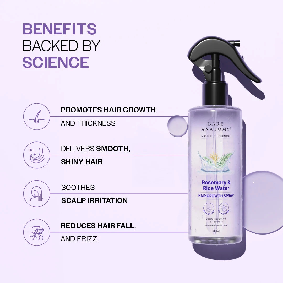 Bare Anatomy Rosemary & Rice Water Hair Growth Spray - 200ml